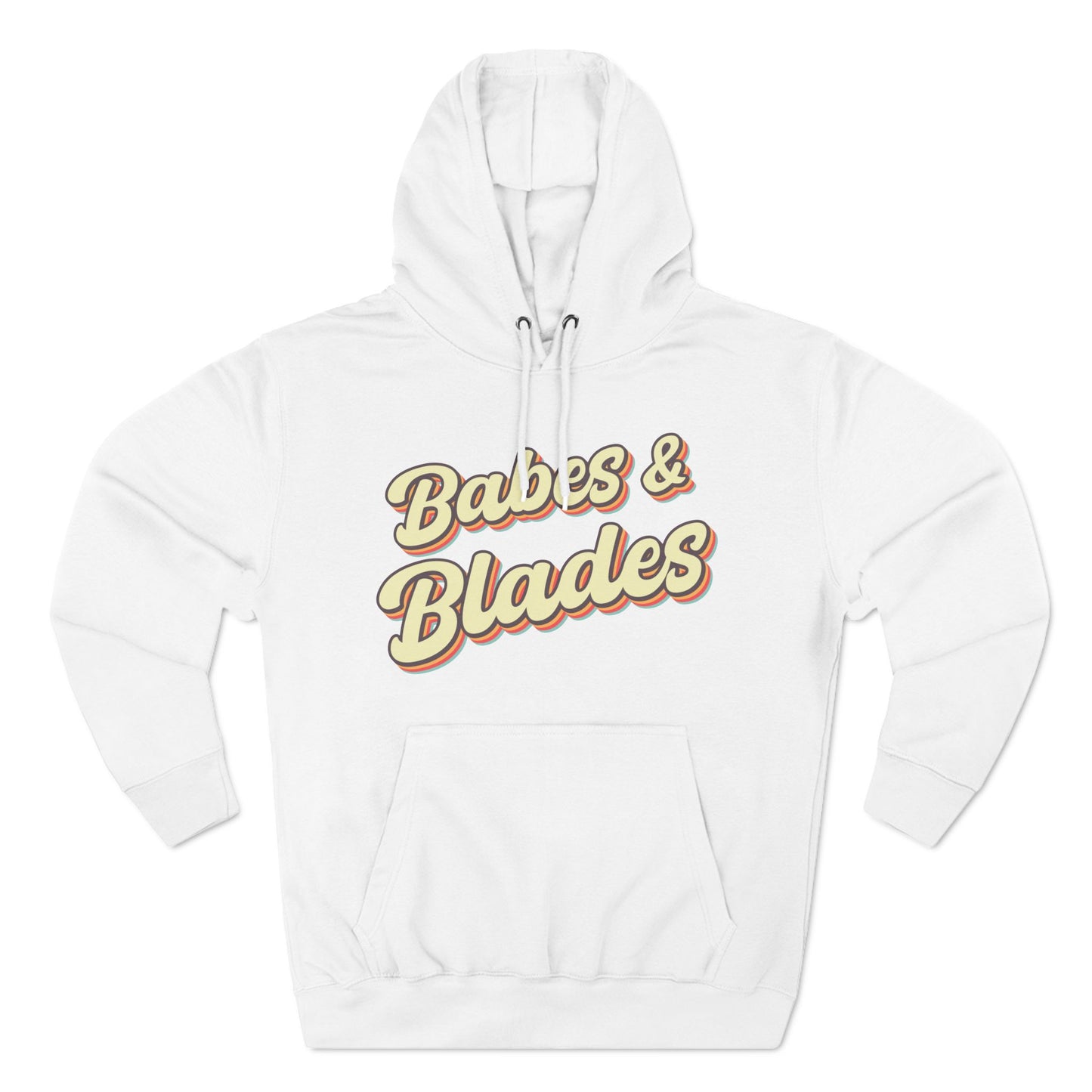 babes and blades graphic white adult pullover hoodie