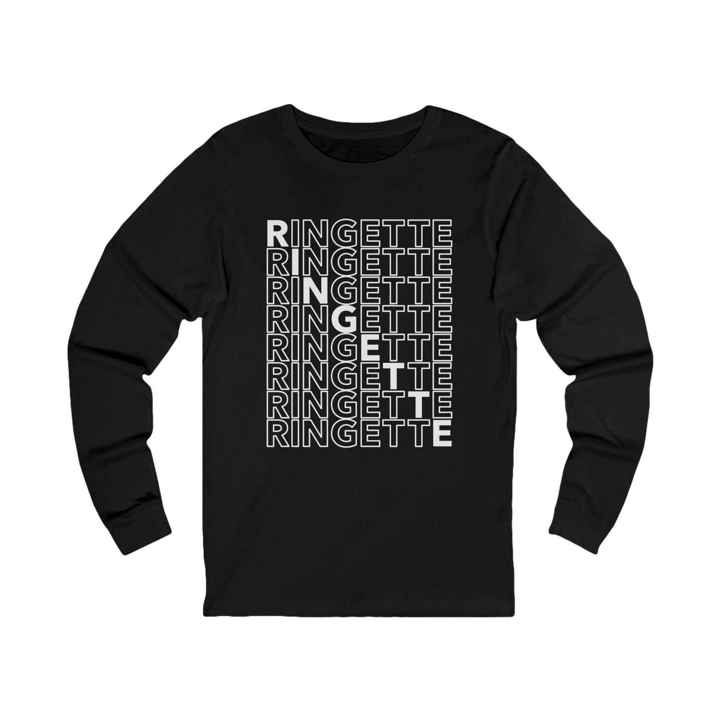 ringette on repeat graphic black adult long sleeve