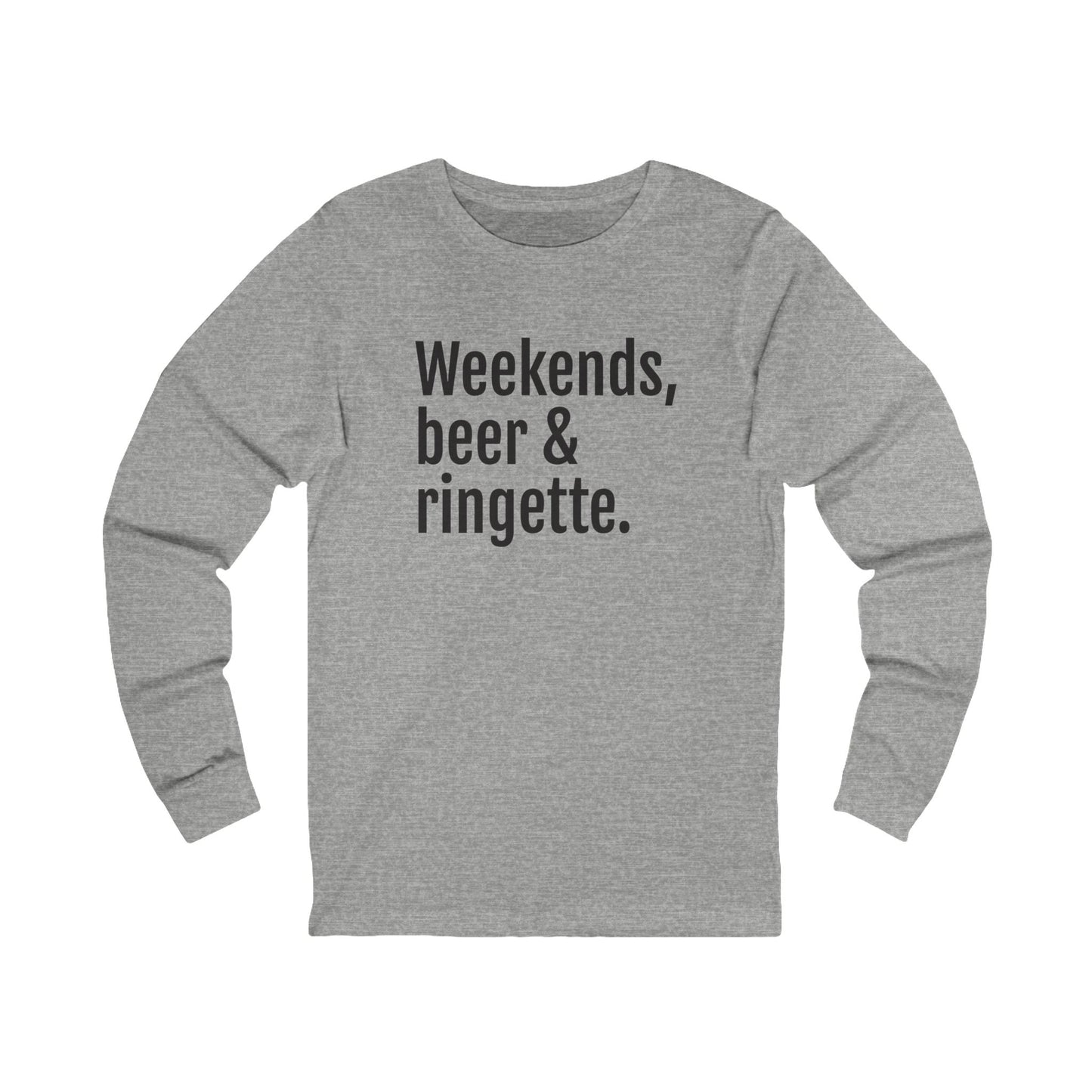 weekends, beer and ringette graphic grey adult long sleeve