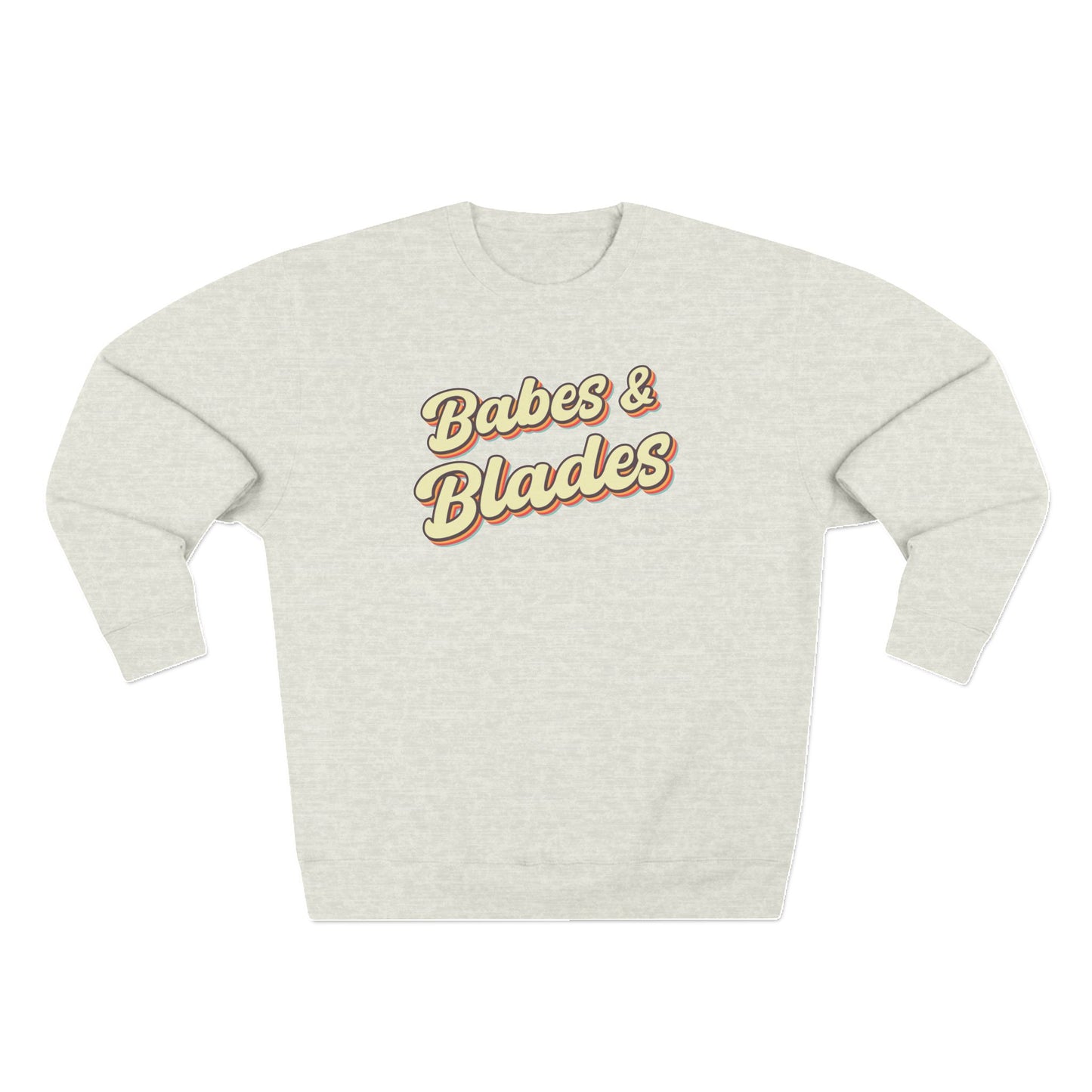 babes & blades graphic beige adult ringette crewneck