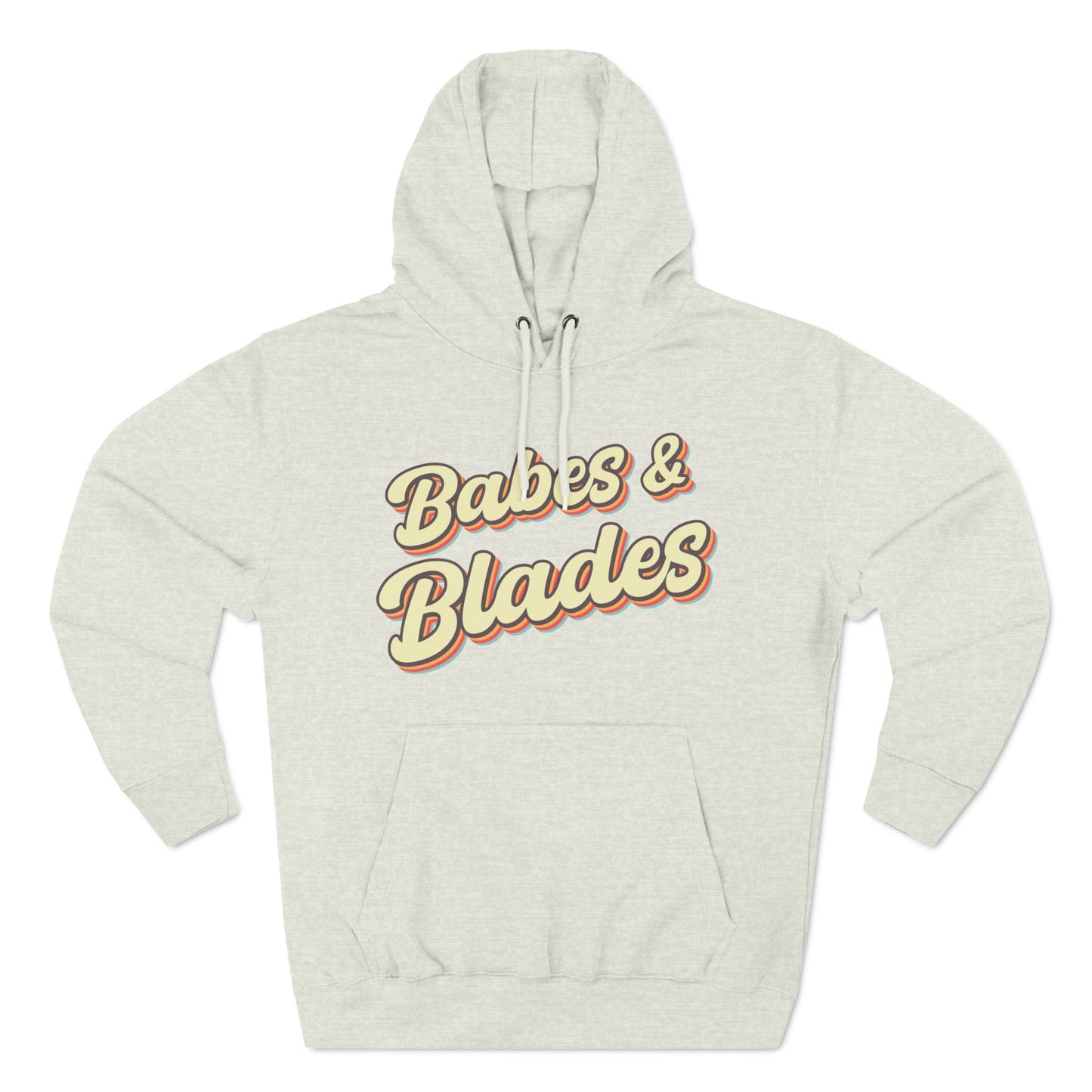 babes and blades graphic beige adult pullover hoodie