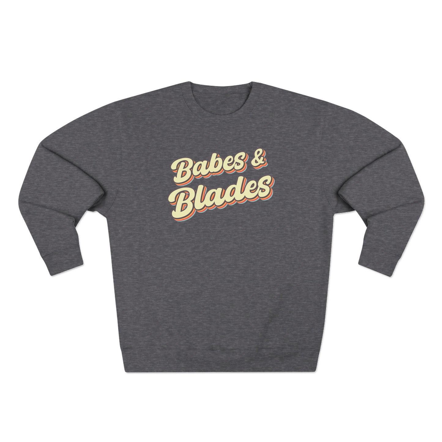 babes & blades graphic dark grey adult ringette crewneck