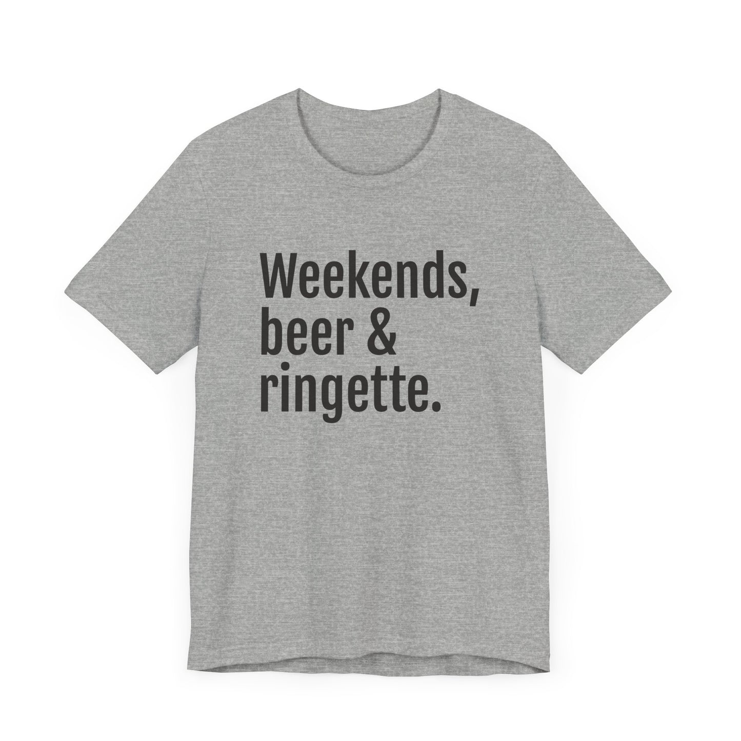 weekends, beer and ringette graphic grey adult t-shirt