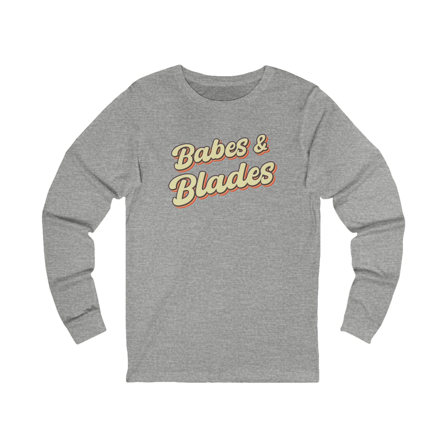 babes & blades graphic grey adult ringette long sleeve