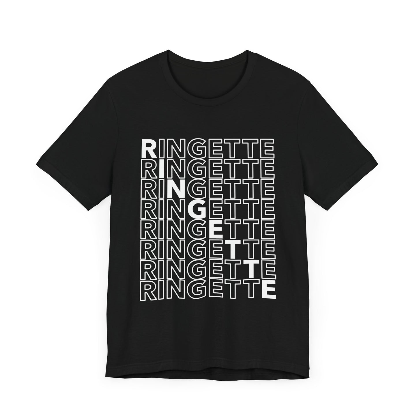 ringette on repeat graphic black adult t-shirt
