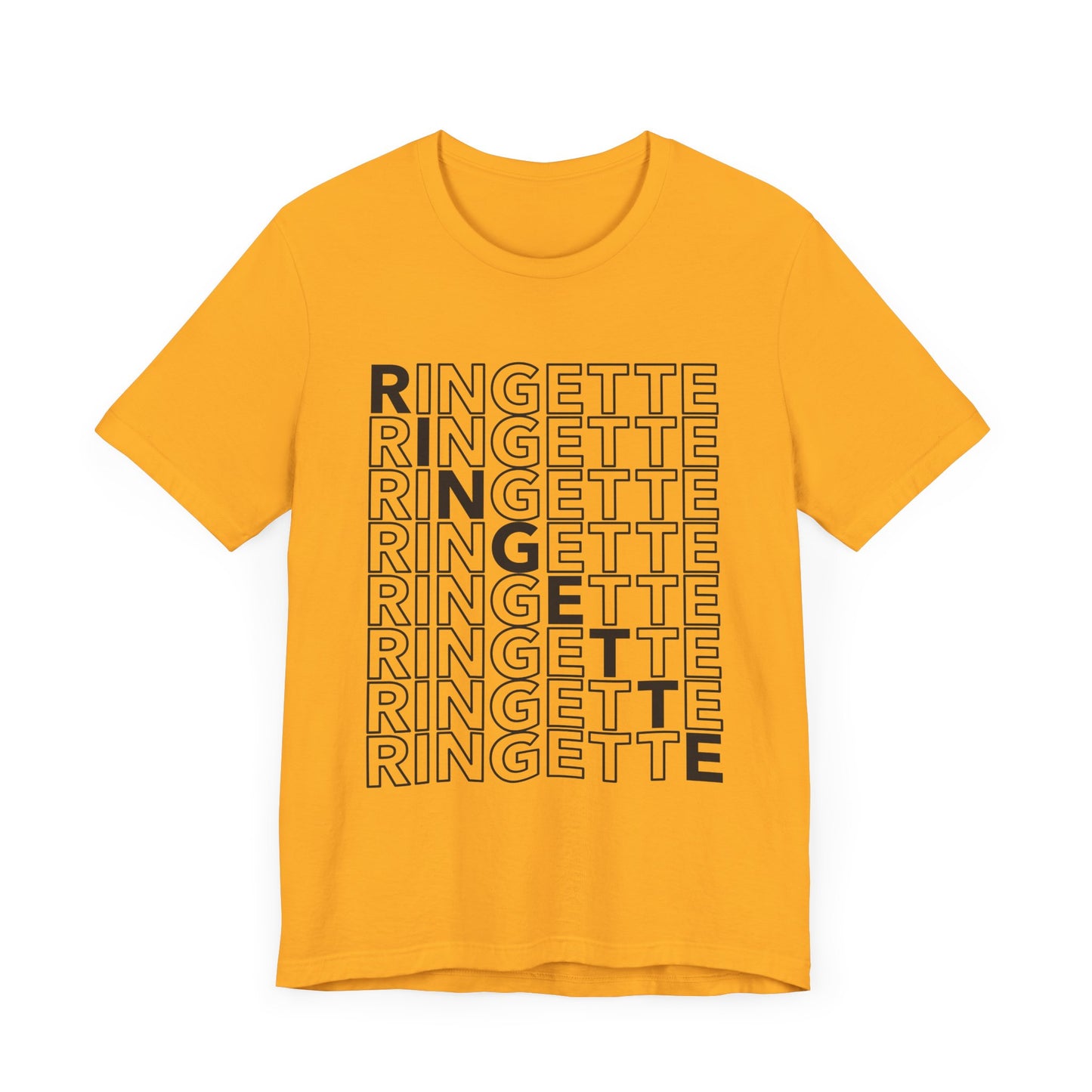 ringette on repeat graphic yellow adult t-shirt