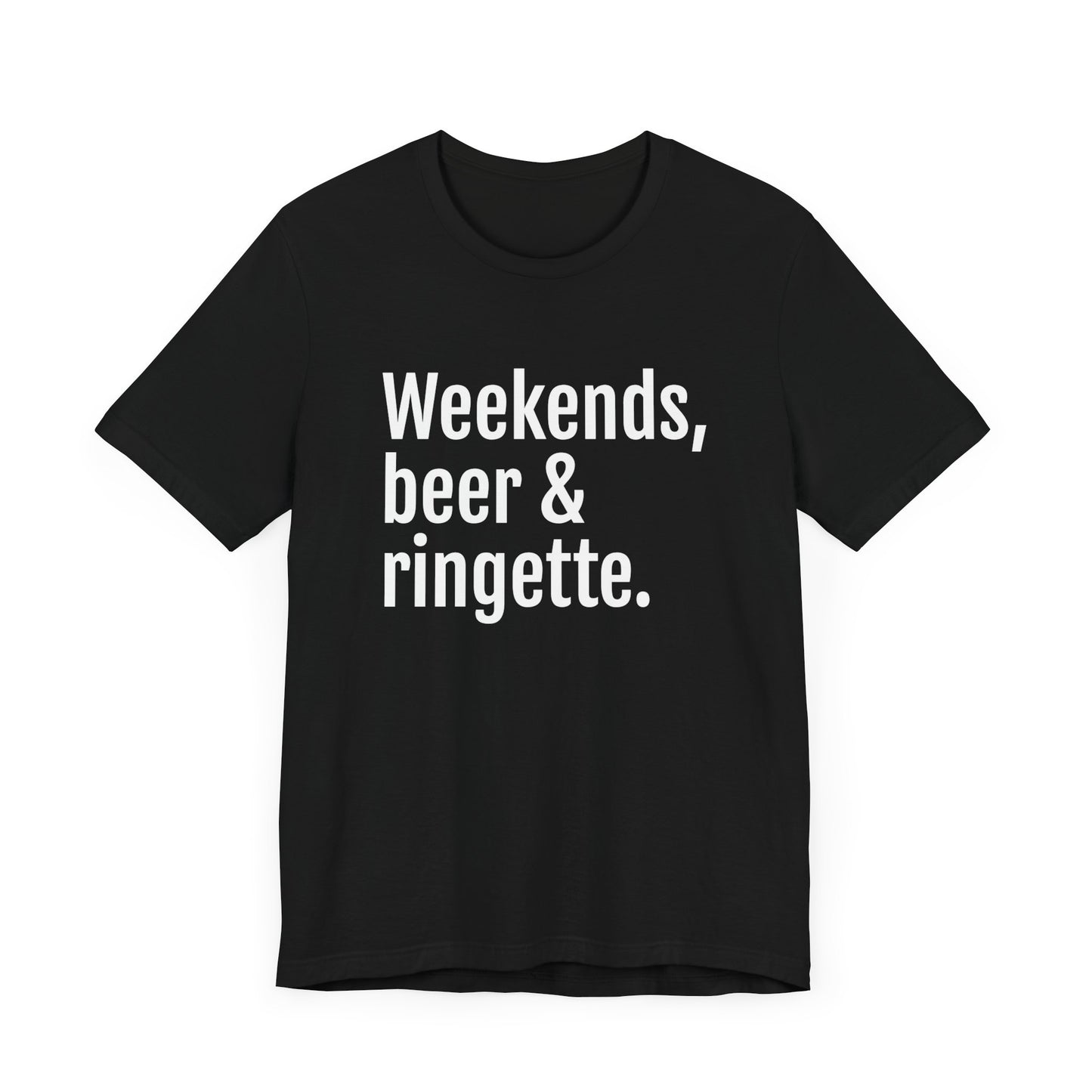 weekends, beer and ringette graphic black adult t-shirt
