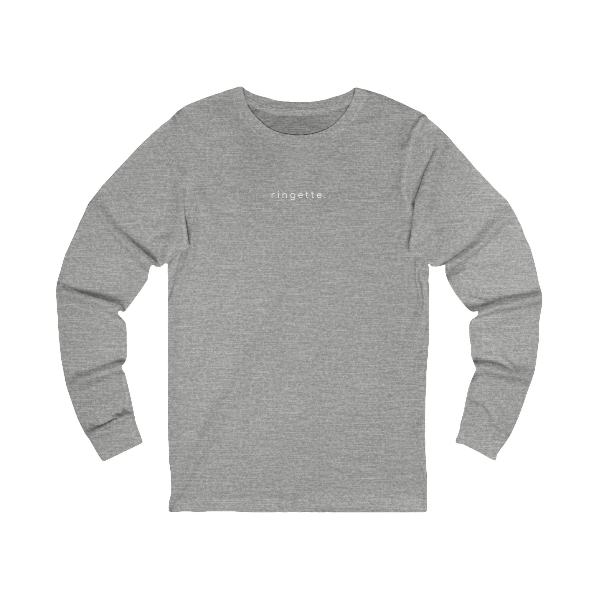 ringette at the core graphic light grey adult unisex long sleeve