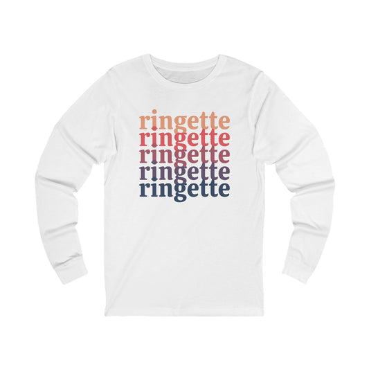 ringette sunset palette graphic white adult long sleeve