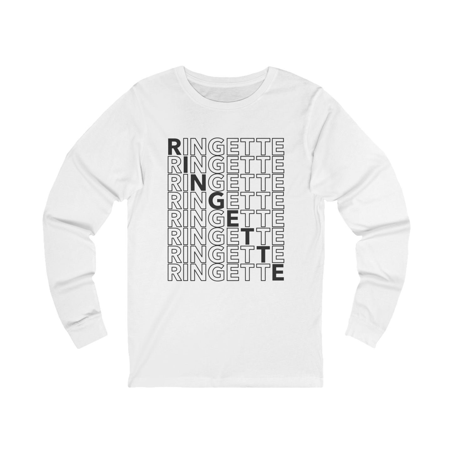 ringette on repeat graphic white adult long sleeve