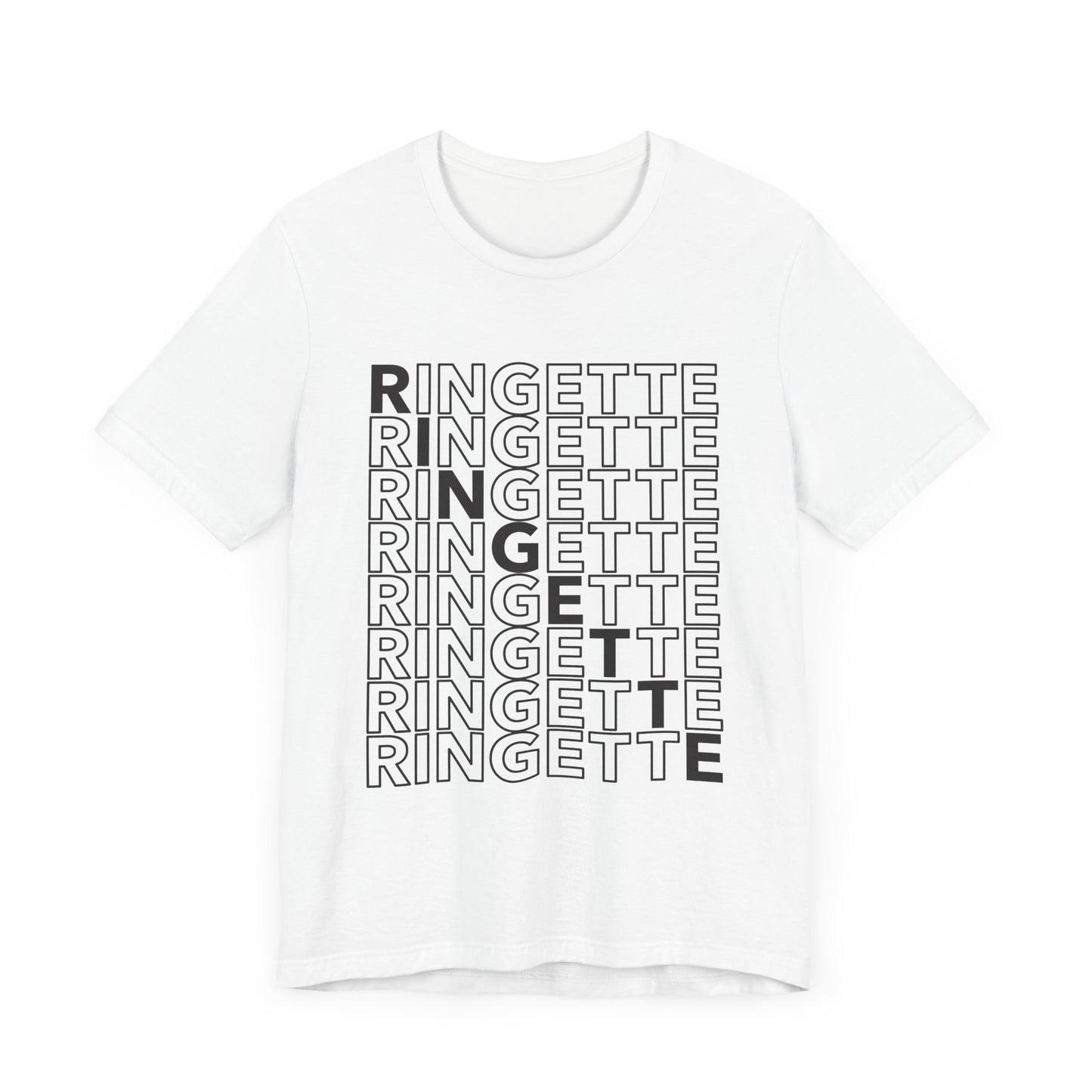 ringette on repeat graphic white adult t-shirt