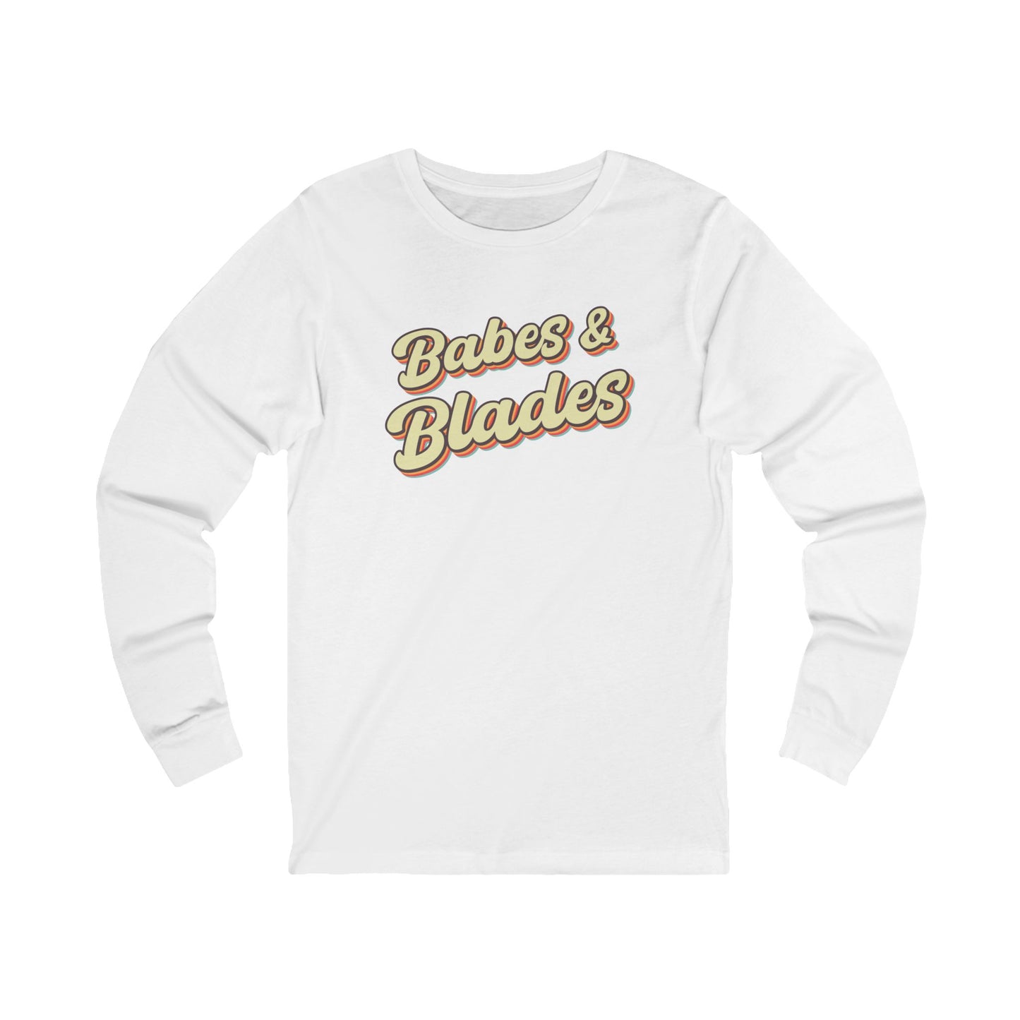 babes & blades graphic white adult ringette long sleeve