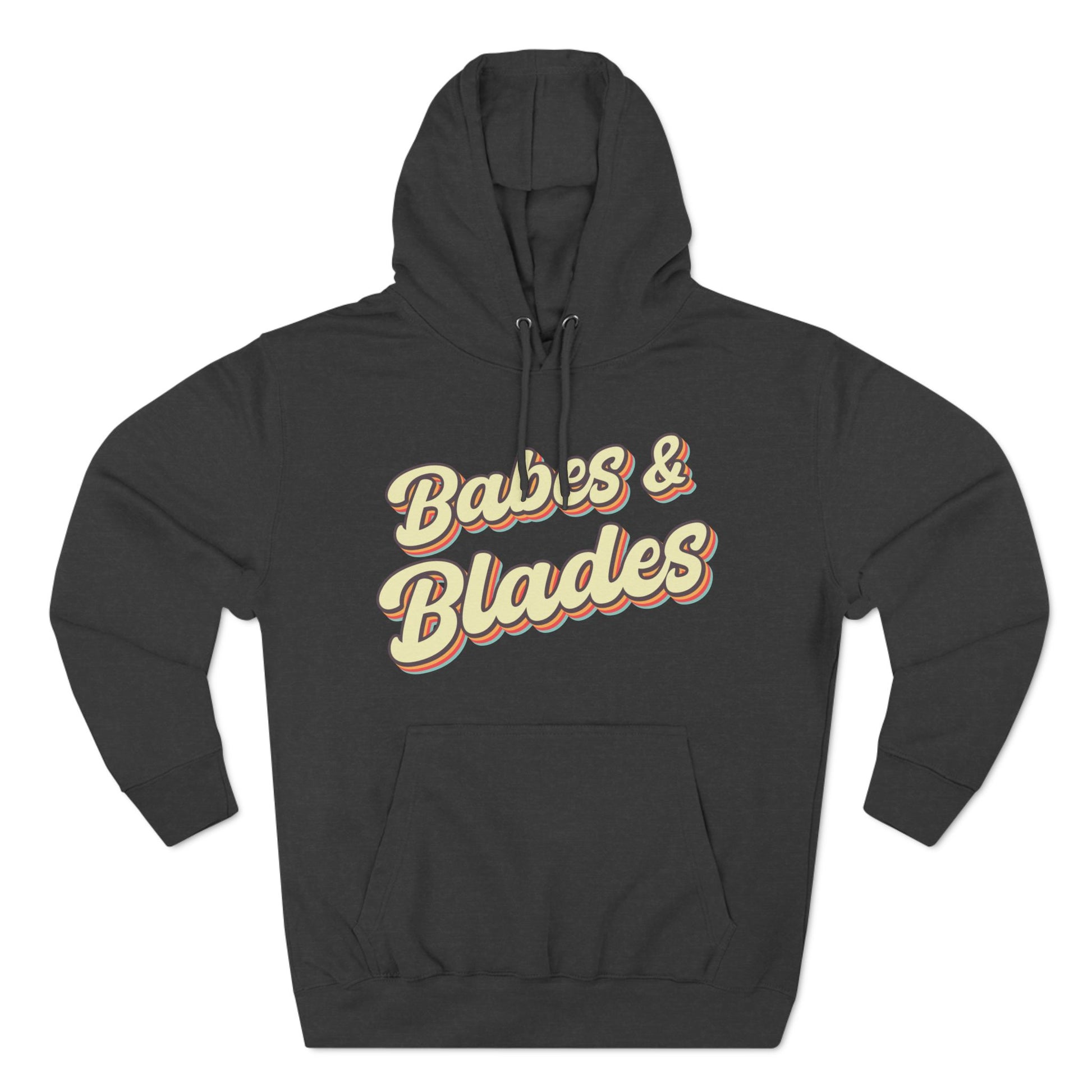 babes and blades graphic dark grey adult pullover hoodie