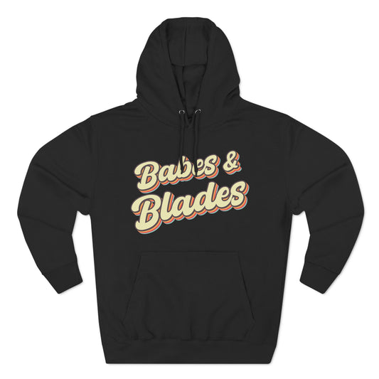 babes and blades graphic black adult pullover hoodie