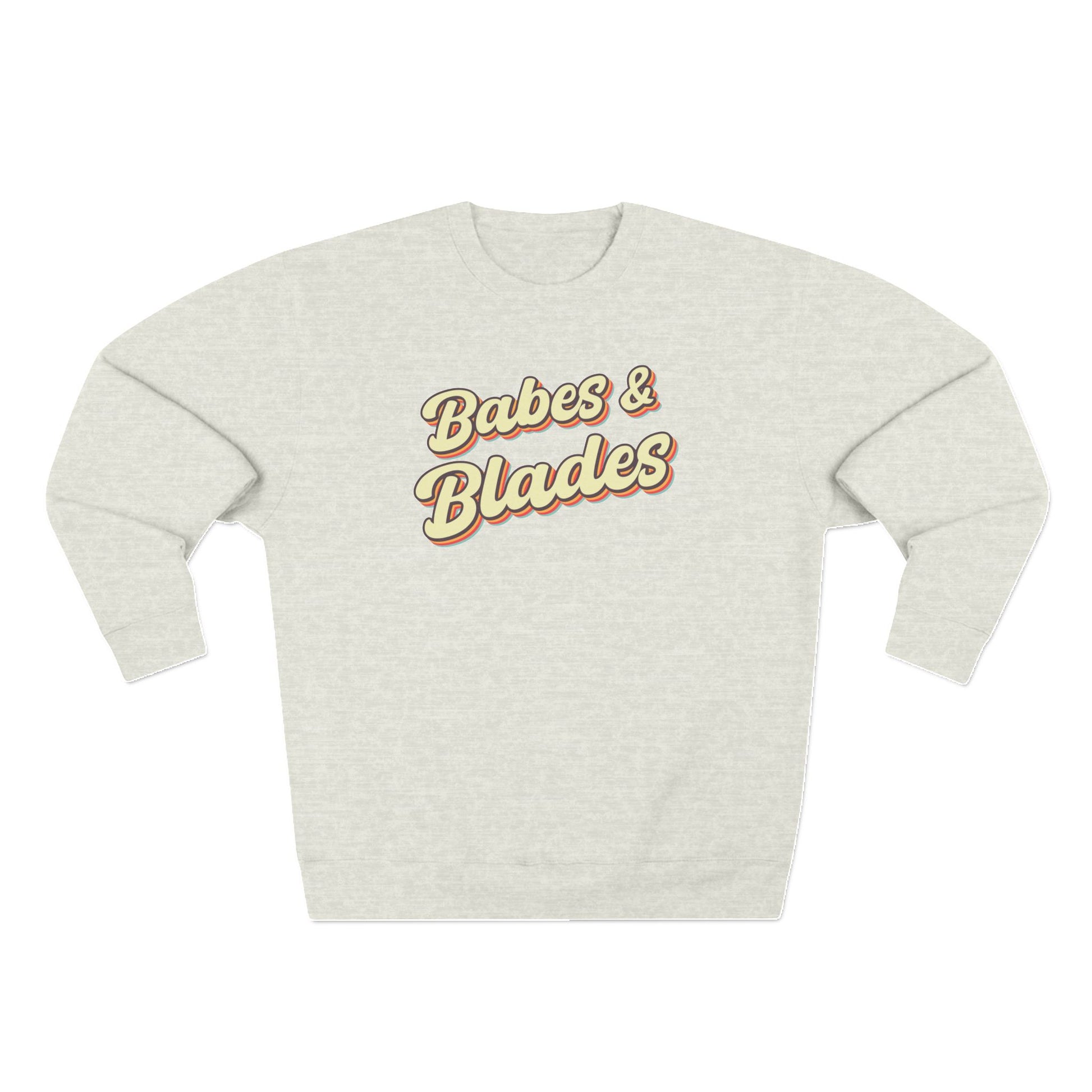 babes & blades graphic beige adult ringette crewneck