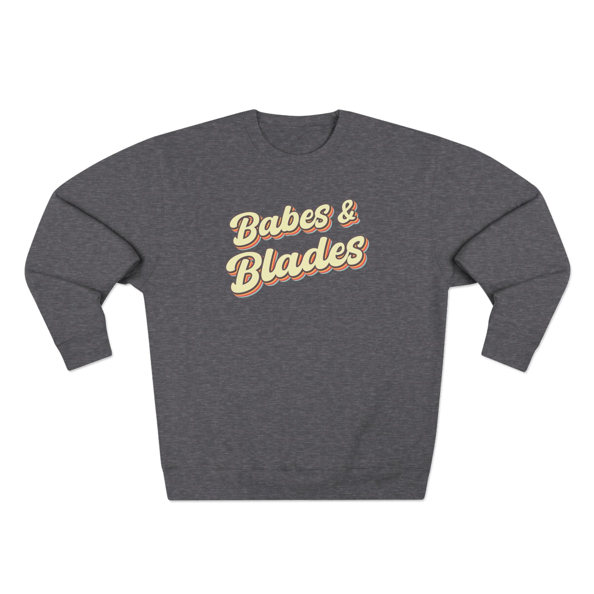 babes & blades graphic dark grey adult ringette crewneck