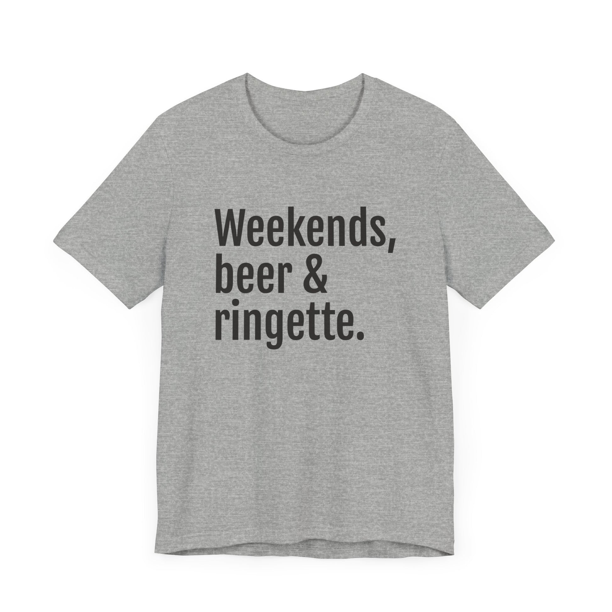 weekends, beer and ringette graphic grey adult t-shirt