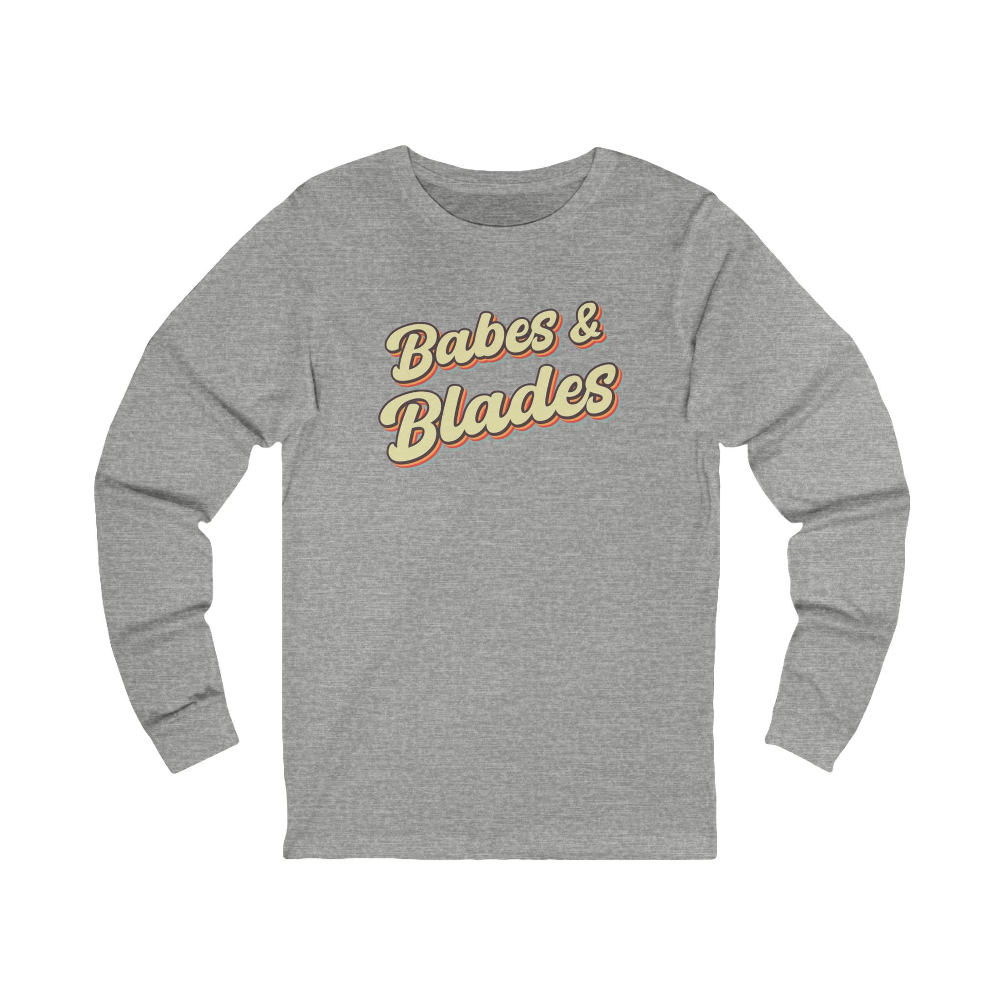 babes & blades graphic grey adult ringette long sleeve