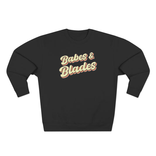 babes & blades graphic black adult ringette crewneck