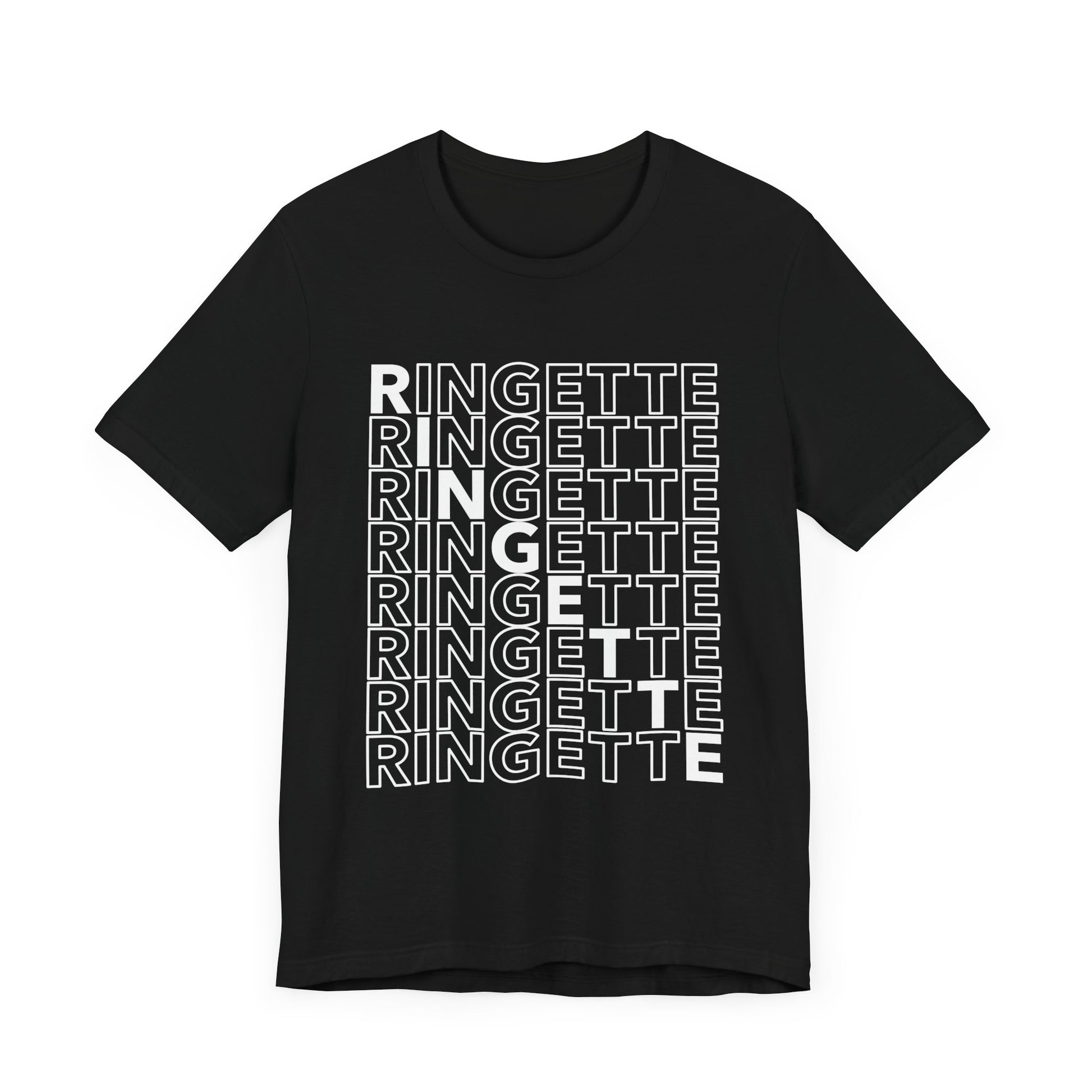 ringette on repeat graphic black adult t-shirt