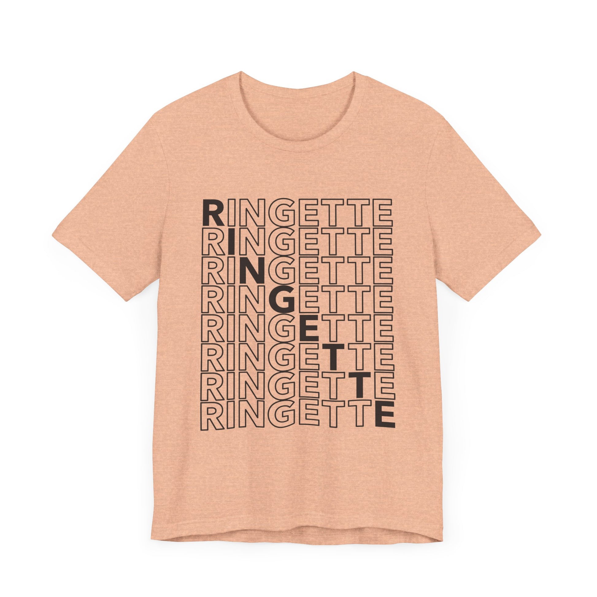 ringette on repeat graphic peach adult t-shirt