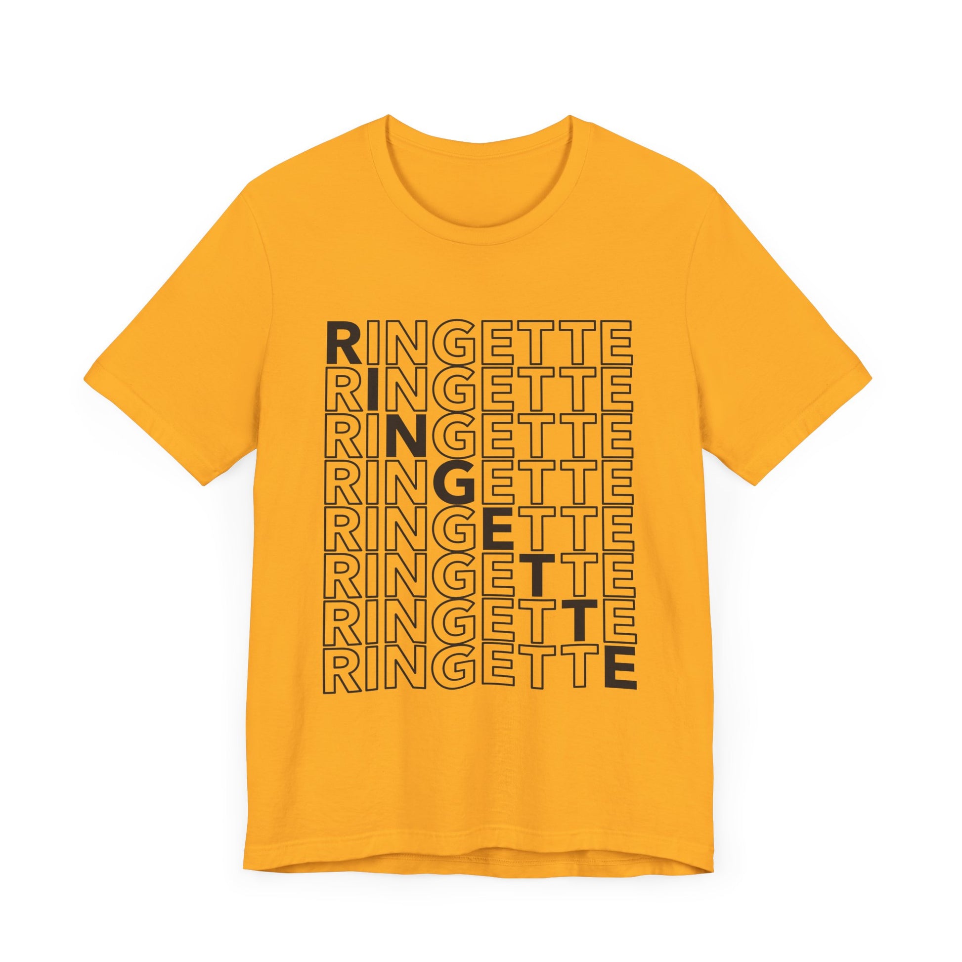 ringette on repeat graphic yellow adult t-shirt